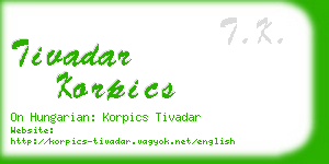 tivadar korpics business card